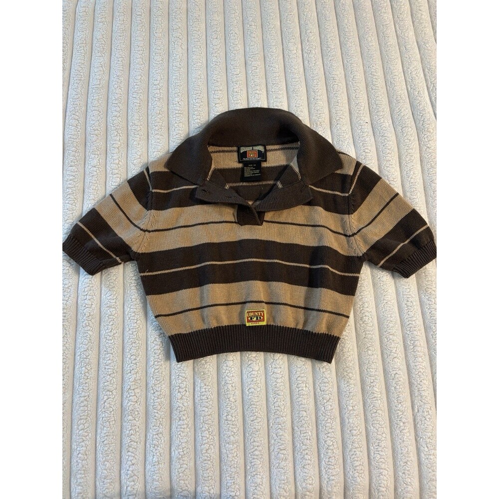 FB County Polo Shirt Womens Extra Small Crop Top Charlie Brown Cholo Punk Pin Up